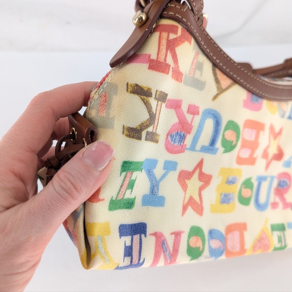 Dooney & Bourke Graffiti Rainbow Monogram Crescent Shoulder Bag - Picture 3 of 12